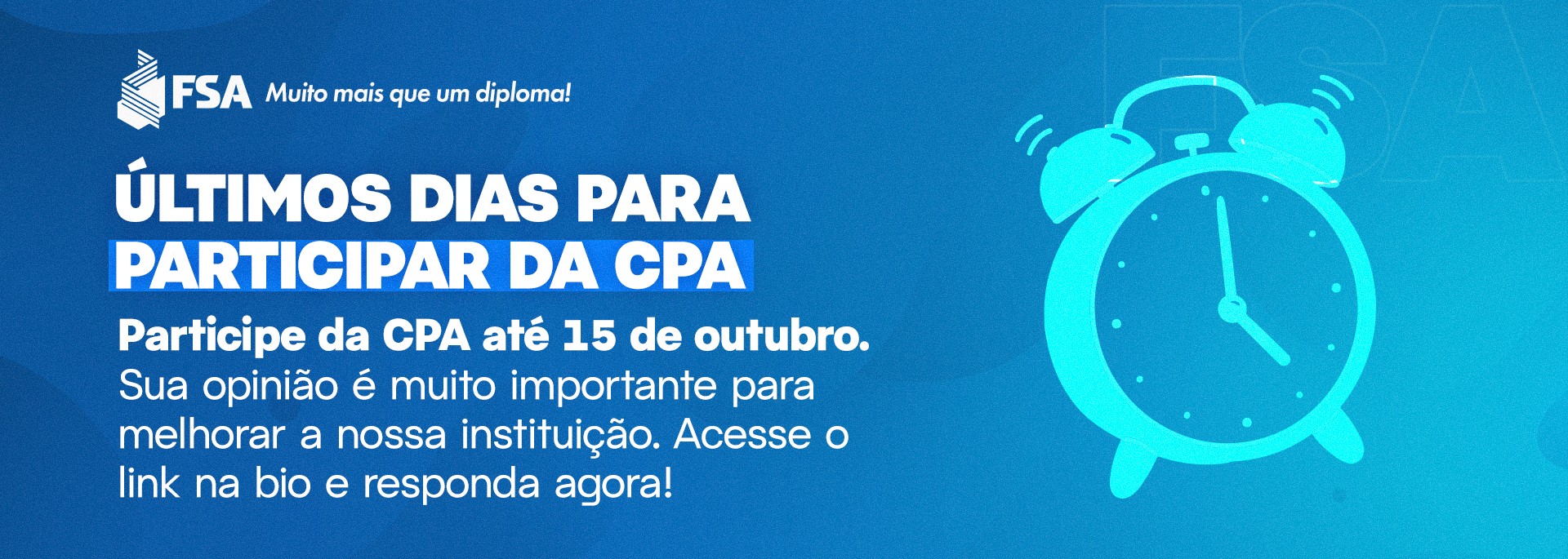 Últimos dias para participar da CPA — participe até 15 de outubro